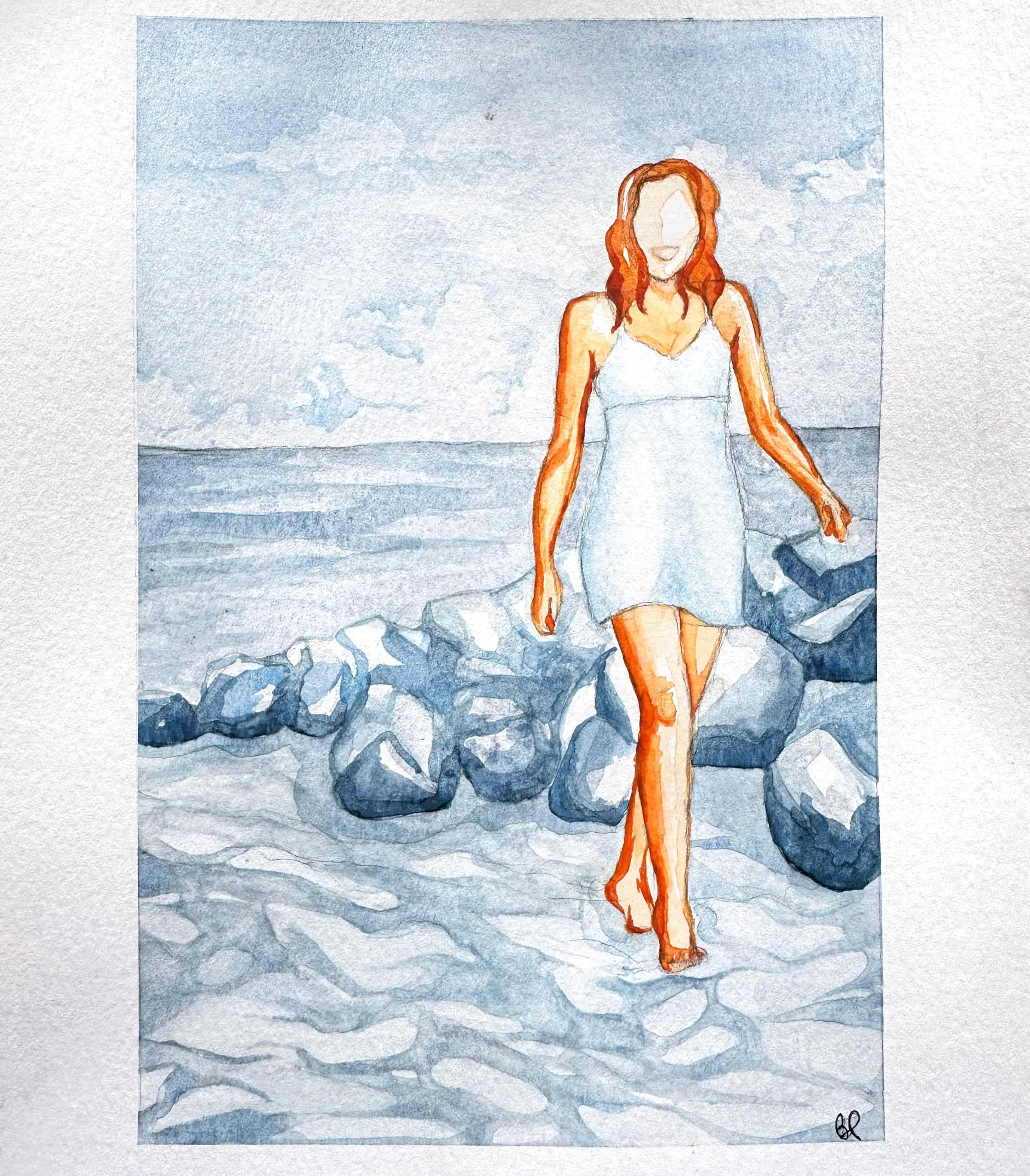 Water Women Blue - Watercolor