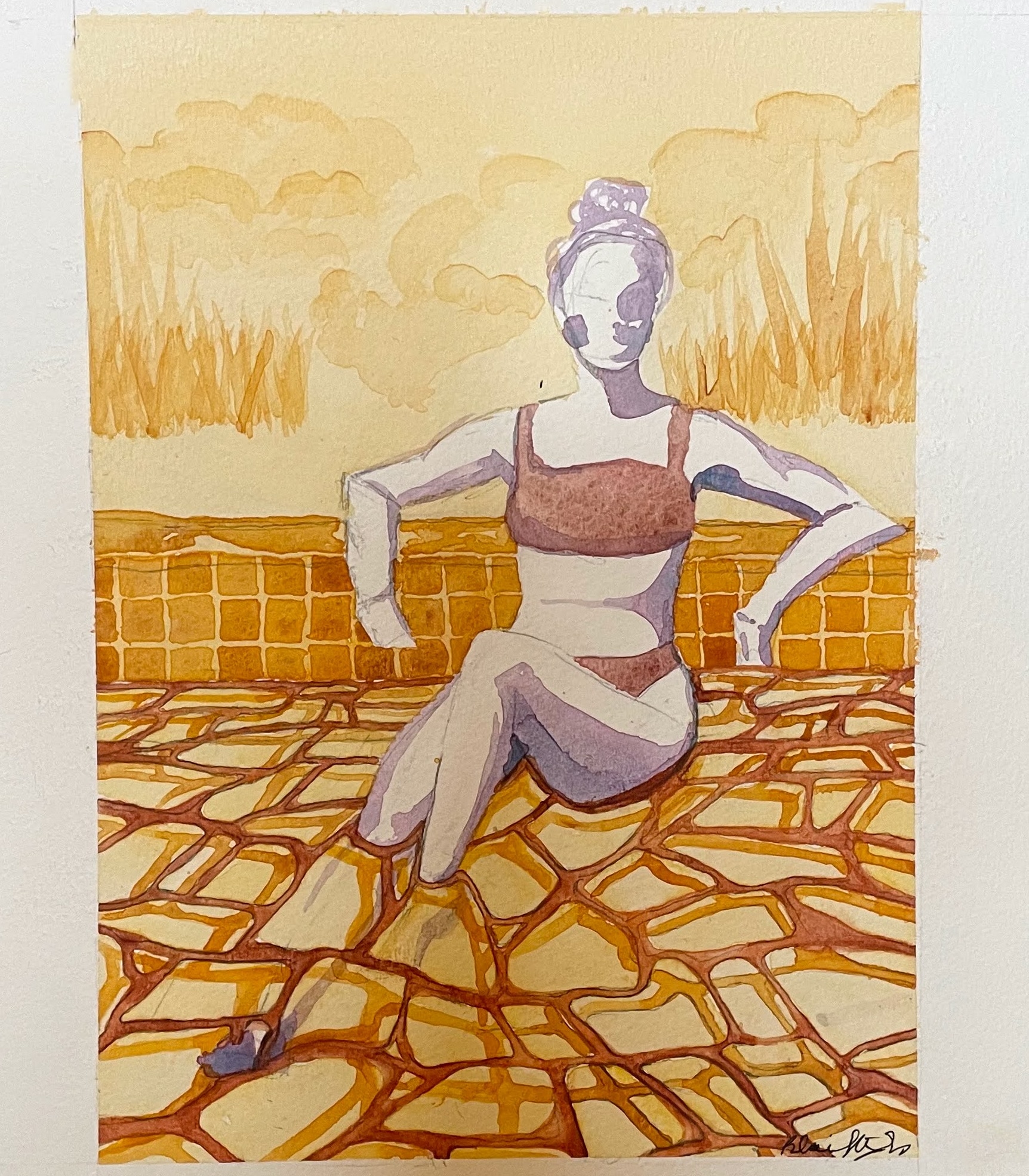 Water Women Yellow - Watercolor